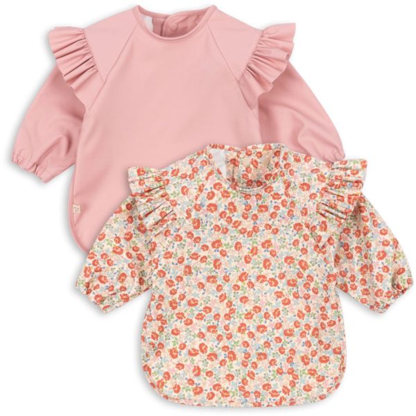 Konges Sløjd Kaluka/Bridal Rose 2 Pak Dinner Hagesmæk Med Ærmer og Flæse - Str. 18-36 mdr